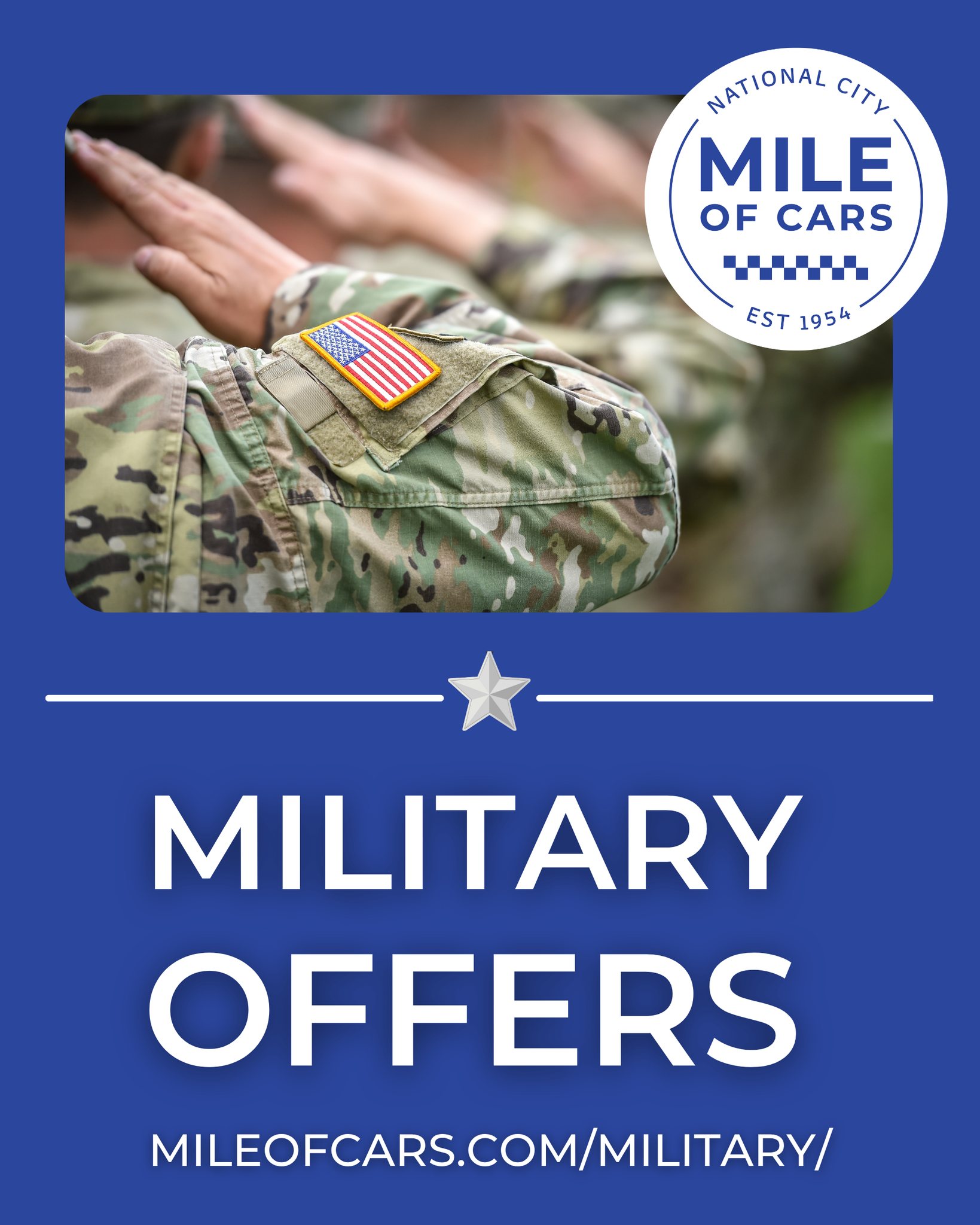 Happy Veterans Day! 🇺🇸

Did you know you can see all of The Mile's Military offers all in one place?  Find discounts for active, retired and military family members at mileofcars.com/military!

#militarydiscount #militaryoffers #mileofcars #mileofcarsnationalcity