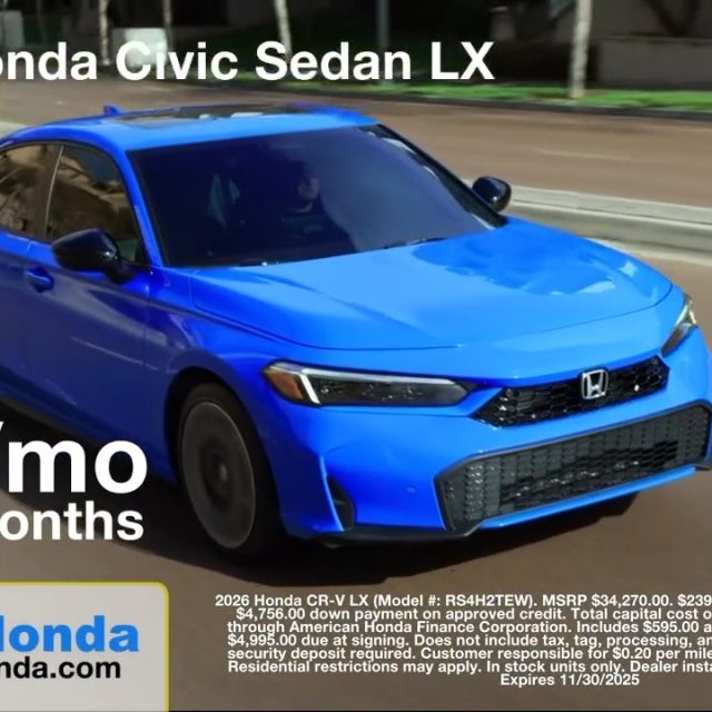 Looking for your next car, truck, or SUV? We have it all at Ball! 

✅ Large Selection
✅ Low Pricing
✅ Great Financing

Ball Honda #BallHonda #BallAutoGroup #MileofCars #HondaDealership