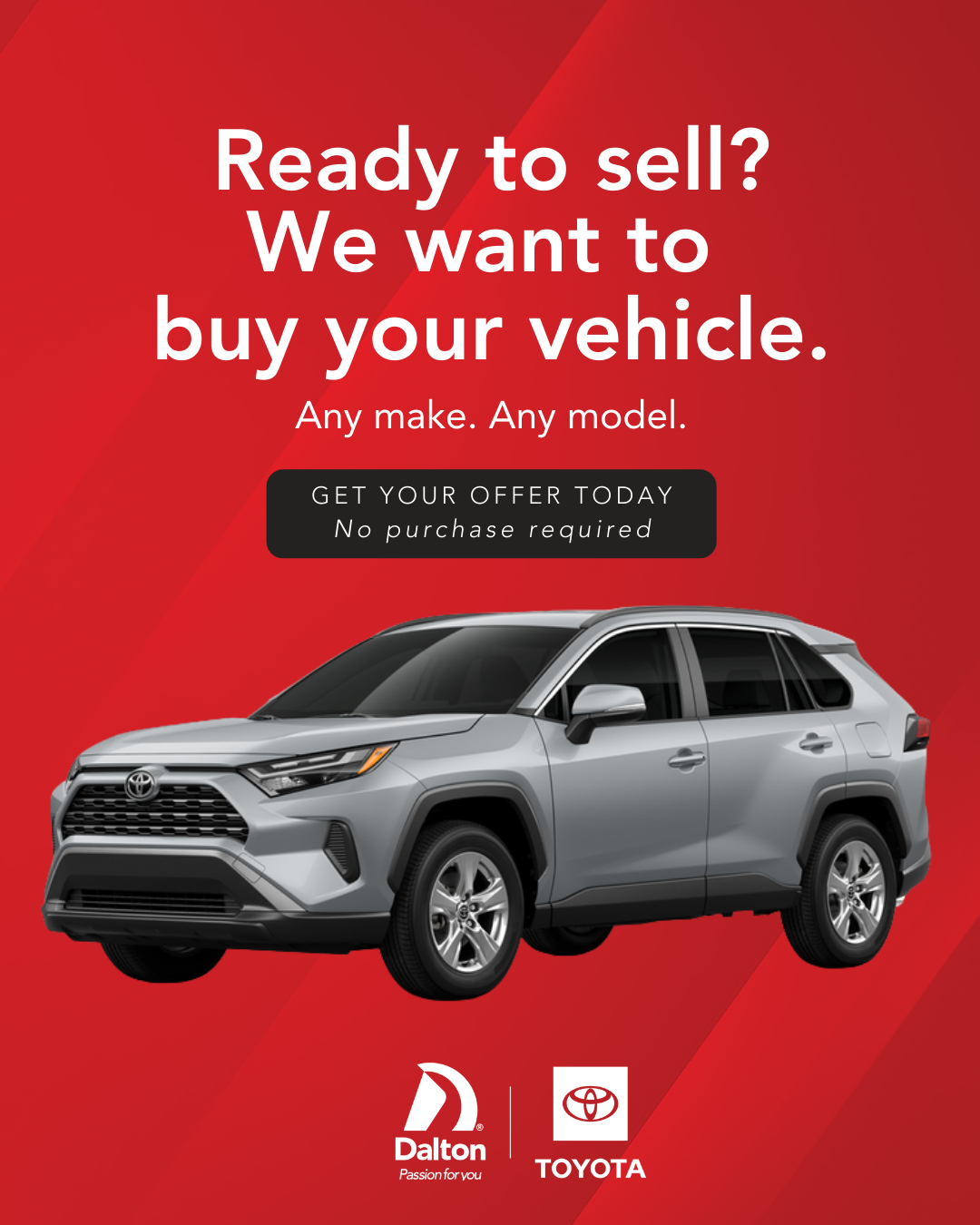 Thinking about selling your car? 🚗 ➡️💰💵

We want to buy it! Any make, any model, and no purchase required.
Get a fast, hassle-free offer today and see how easy selling your vehicle can be at @toyotadaltonus!

#DaltonToyota #WeBuyCars #TradeInValue #MileofCars