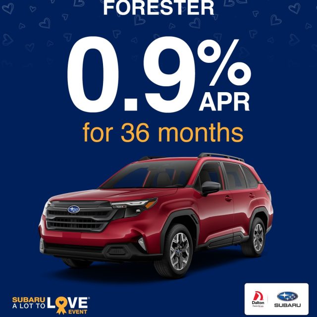 Take advantage of limited-time Subaru incentives during the Subaru A Lot to Love Event at @subarudalton!

Now is the perfect time to drive home in a brand-new 2026 Subaru with incredible lease and financing offers 🚘 💰

With these special financing and lease options, getting behind the wheel has never been easier. Don't wait, these offers end on 3/31!

#DaltonSubaru #SubaruCrosstrek #SubaruForester #SubaruOutback #MileofCars