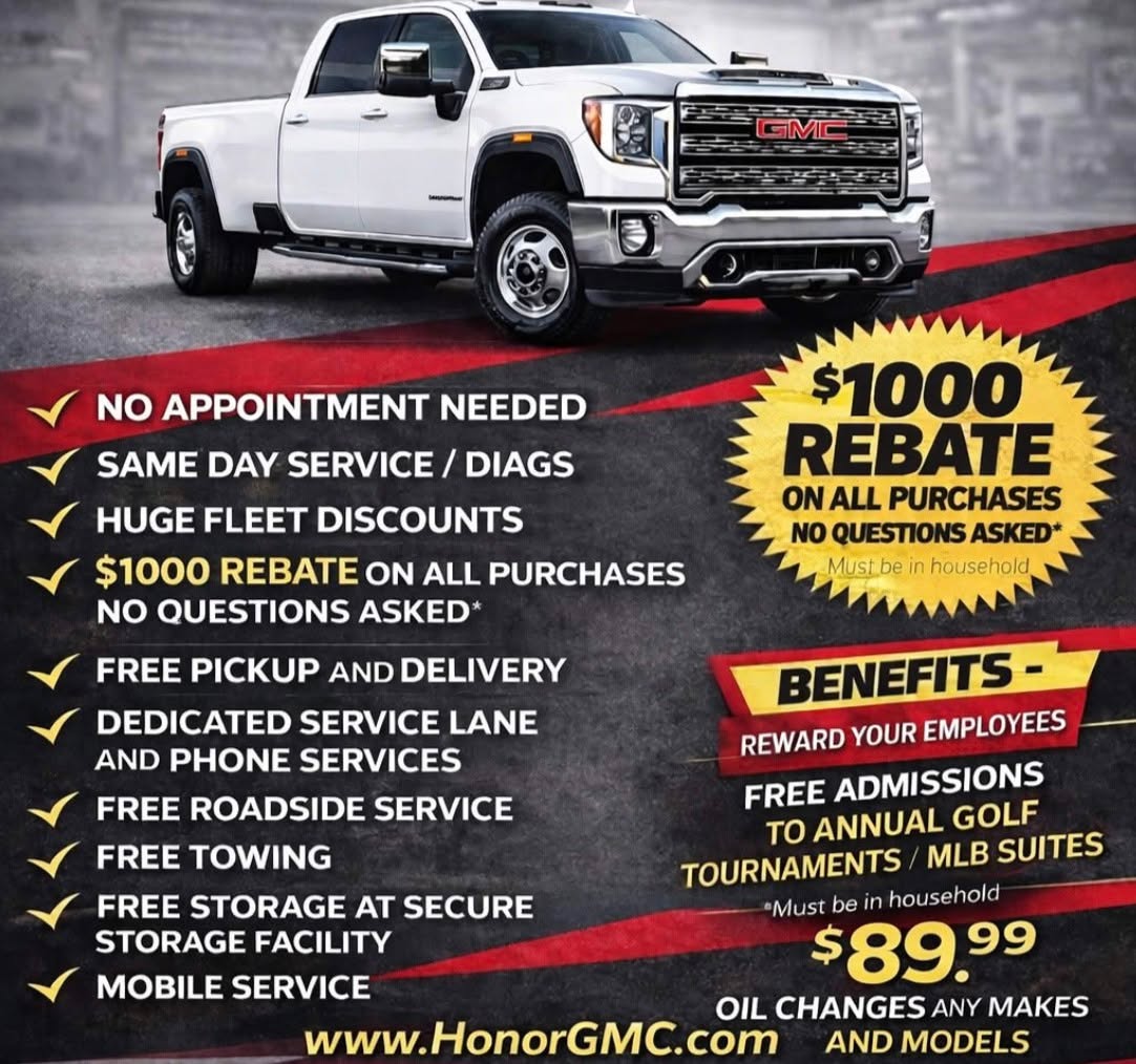 We are proud to announce the expansion of @honorgmc services with the opening of a second service department! 🎉

Conveniently located just 8 minutes from Downtown San Diego, this new facility is designed to handle all your fleet service needs. 🧰🛠

Check out Honor's current specials: https://honorgmc.com/service-coupon

#MileofCars #HonorGMC #GMCService