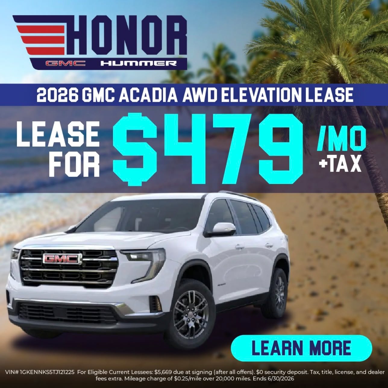 Elevate your daily drive in the 2026 GMC Acadia AWD Elevation! ✨

For a limited time, you can lease this stunning, tech-packed SUV for just $479/mo. 

Whether you're planning a weekend getaway or tackling the daily commute, the Acadia AWD is built to handle it all with style, spaciousness, and premium comfort. 🚙💨

Contact @honorgmc to schedule your test drive! 📲

#MileofCars #HonorGMC #2026acadiaelevation
