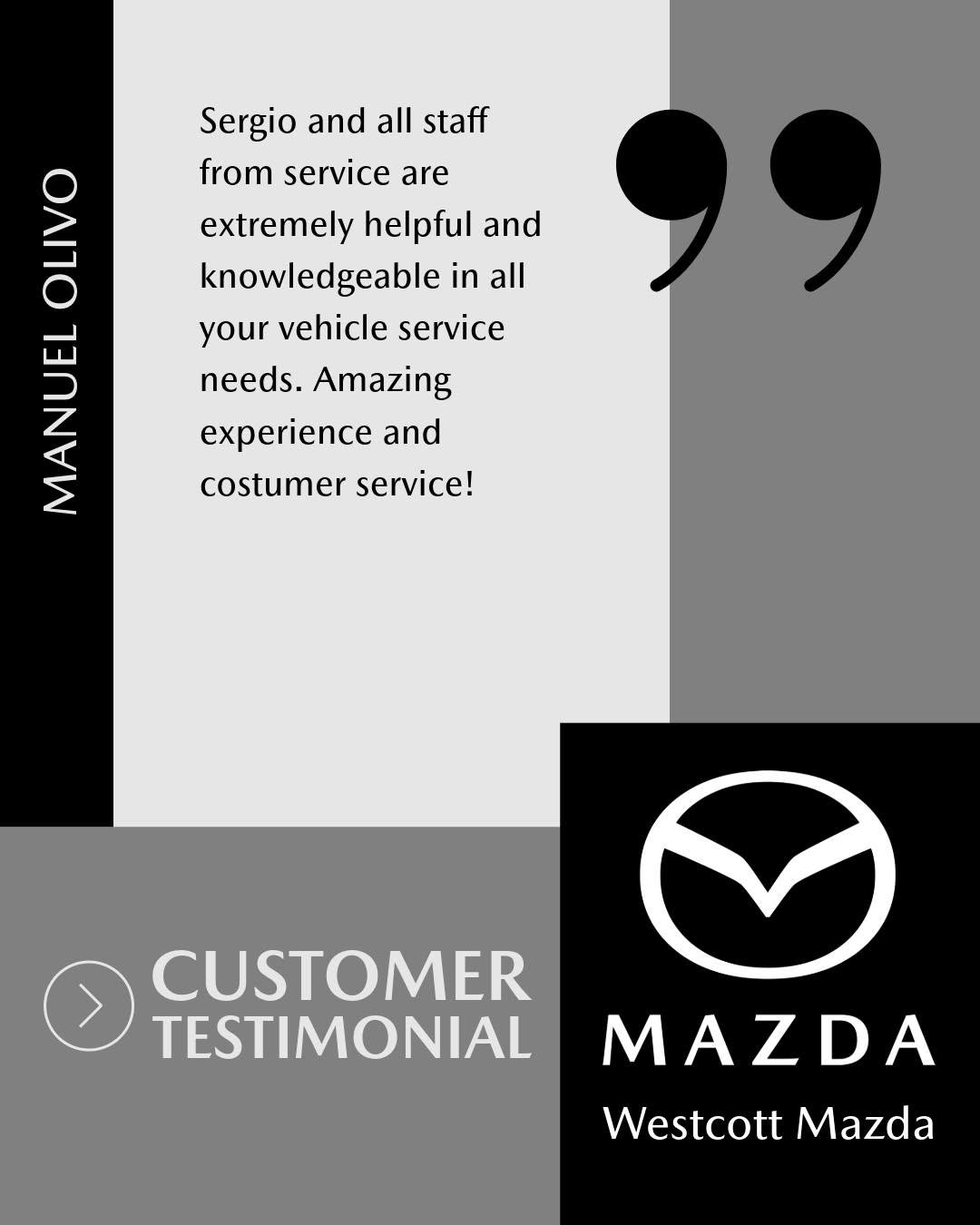 Thank you for sharing, Manuel! It's always great to hear from happy @westcottmazda  customers 🚙

#WestcottMazda #MileofCars #MazdaDealership