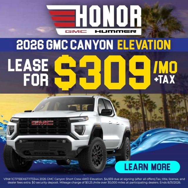 Drive home the all new 2026 GMC Canyon Elevation for just $309/month! 🛻

Built for every adventure with rugged capability, bold style, and the technology you need to take on the road ahead.

📍 Visit @honorgmc today and see why the Canyon Elevation is turning heads.

#MileofCars #HonorGMC #GMCdealership #Hummerdealership #GMCCanyonElevation