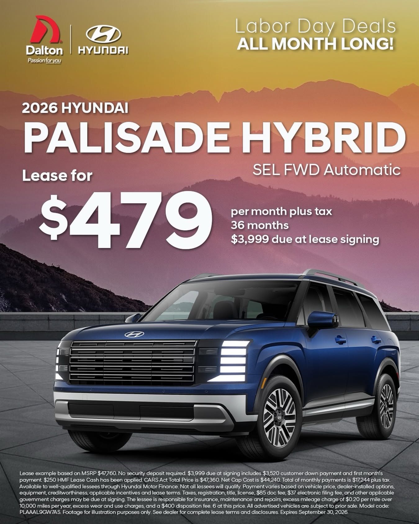 Meet the 2026 Hyundai Palisade Hybrid, where premium comfort, bold design, and hybrid efficiency meet. ✨🚙

Labor Day Deals are happening ALL MONTH LONG at @hyundai.dalton!🔥

#DaltonHyundai #HyundaiPalisade #PalisadeHybrid #HyundaiHybrid