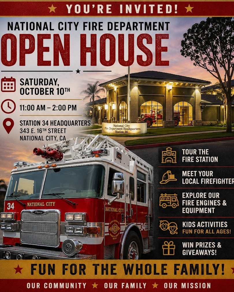 This weekend, join us for the National City Fire Department Open House! 🚒

#MileofCars #NationalCity #nationalcityfiredepartment